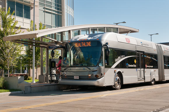 To alleviate parking problems, Cleveland is making it easier for people to leave their cars at home by investing in public transit and pedestrian avenue. Photo by Bob Perkoski.