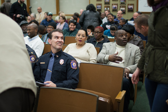 GRPD Chief David Rahinsky chats with community members.