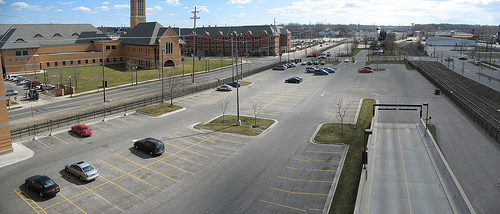 One of many large parking lots on the city's West Side