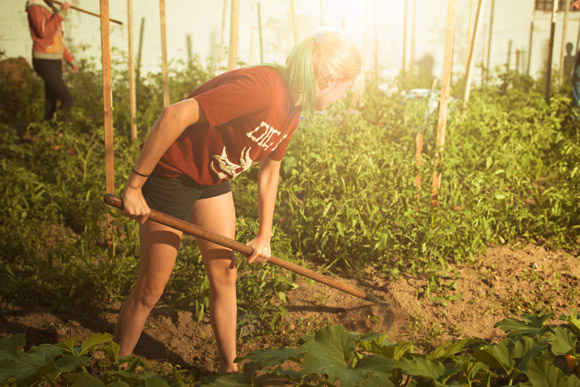 Molly Vance volunteers at an urban farm.