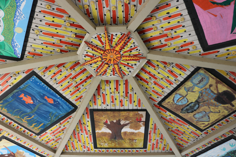 The ceiling of the gazebo in Heartside Park.