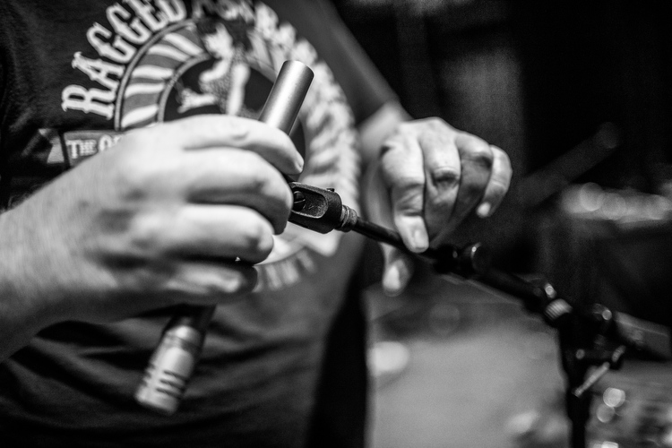 Every mic must be carefully placed for each show.