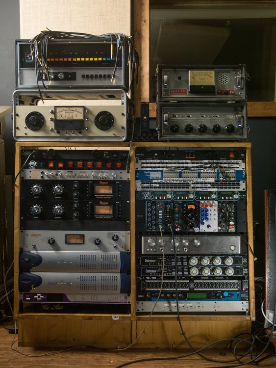 Analog equipment at Stone House Recording.