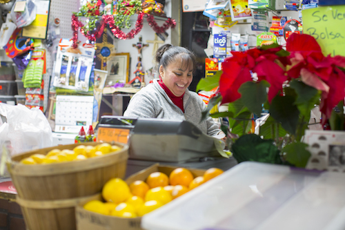 Maria Tenorio welcomes every customer with a smile. When visiting Sin Fronteras expect to be greeted with Maria's kind smile and hospitality. 