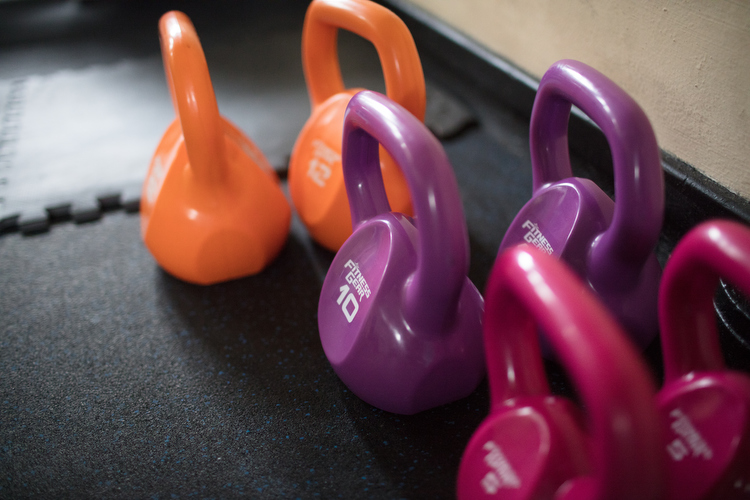 Kettlebells are some of the many resources free to use at the Be Well Center.