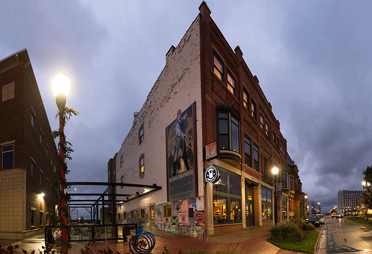 The Russell Block building has been dramatically transformed in recent years, and it now is home to Unruly Brewing, Drip Drop Drink and Rebel Pies. Photo by Jenna Swartz