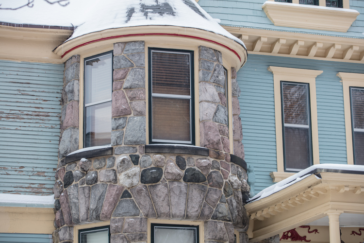 Turrets and stone are design accents common to the Heritage Hill area.