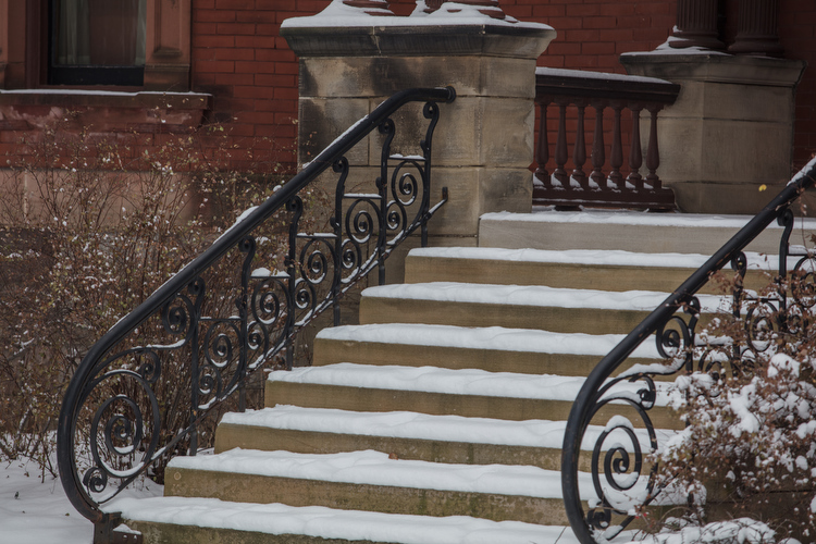 Wrought iron railings are among many details from the period that have been preserved. 
