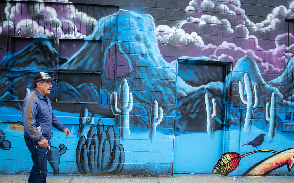 Ramirez makings one of his  daily neihborhoods rounds on Grandville Avenue