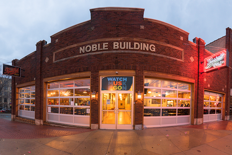 The Noble Building houses Pigeon Hill Brewing Company and Topshelf Liquor Bar & Pizza. Photo by Jenna Swartz