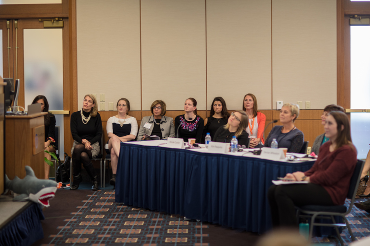 Pitch competitors wait for their turn to present in front of the judges at the Business Plan and Pitch Competition.