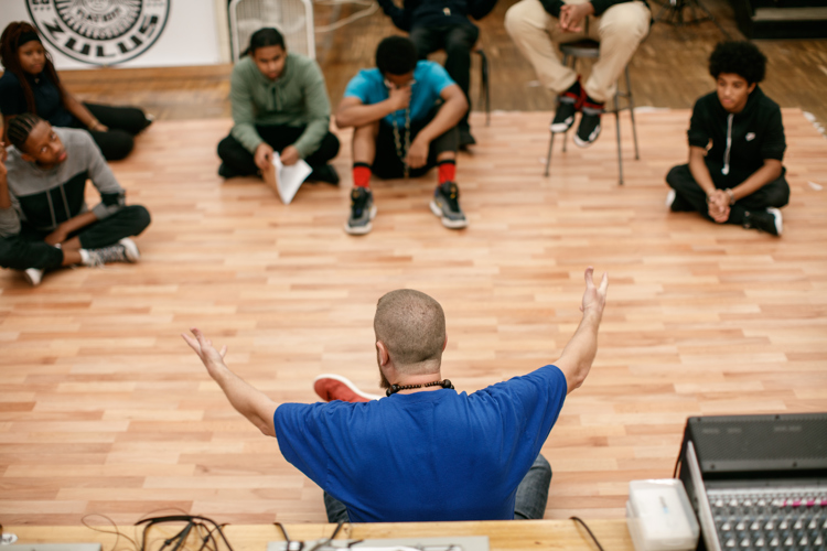 Matthew 'Monk Matthaeus' Duncan shared the history of HipHop to the assembled students. 