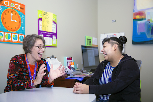 Sue Garza, Director of the Cook Library Center, has been a part of Erica's life since she was a student at Cesar Chavez Elementary School. 