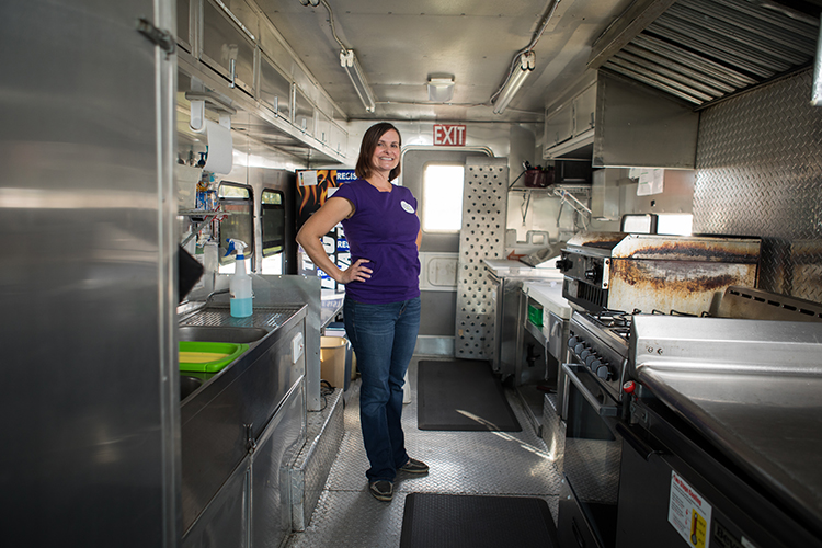 Abbie Sterling inside her mobile kitchen. 