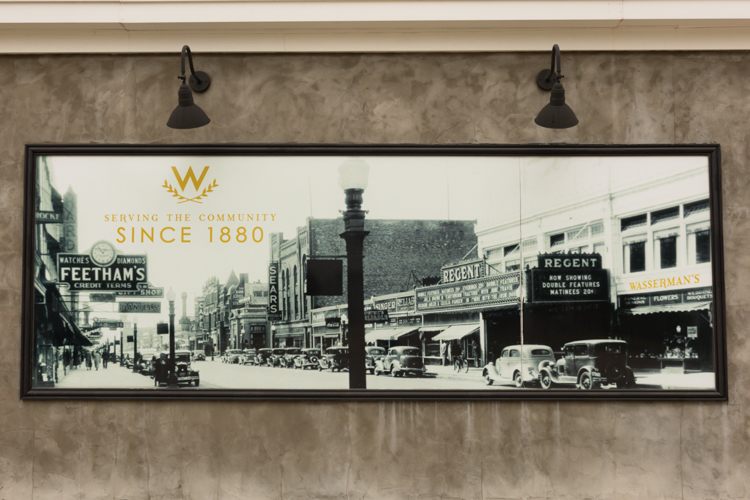 A large photo of Wasserman's when it was located on Western Avenue downtown hangs on the side of the shop's Lakeshore Drive location.