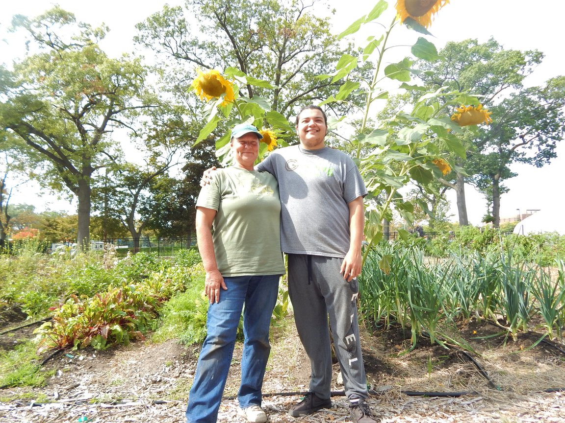Laurie Wieschowski, the farm manager, and Gage VandenBosch, the assistant farm manager. Photo by Anna Gustafson