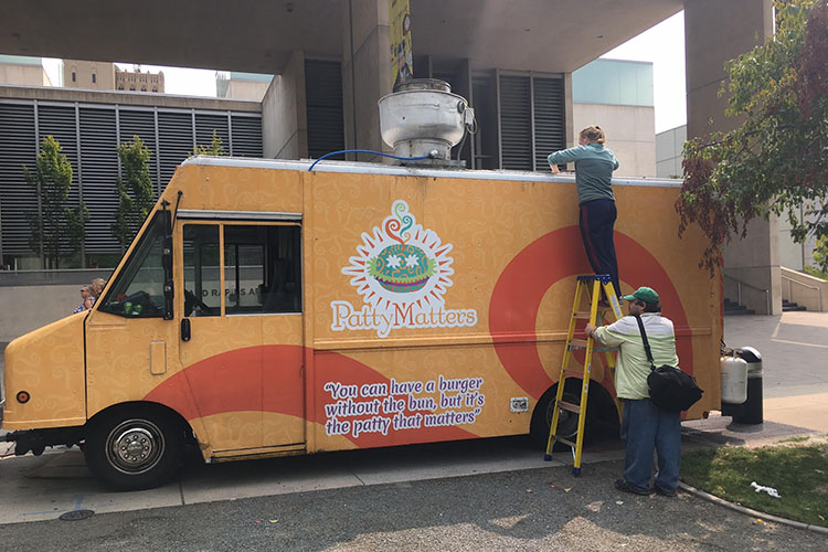 Sensor technology being installed on a food truck.