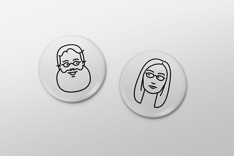 Michael Nÿkamp (Portrait pin-buttons for Steve and Yangs Fellow award ceremony)