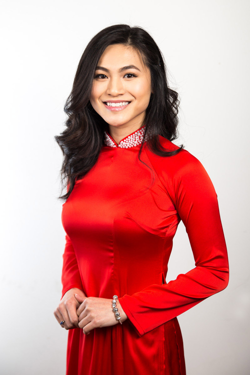 Linda Dang in a Vietnamese áo dài
