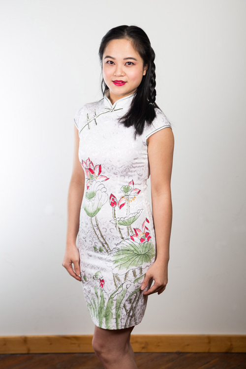 Liu Yan He in a Chinese cheongsam
