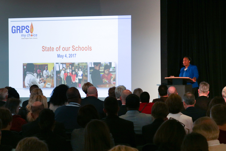 GRPS Superintendent Teresa Weatherall Neal speaks at the state of the schools address.