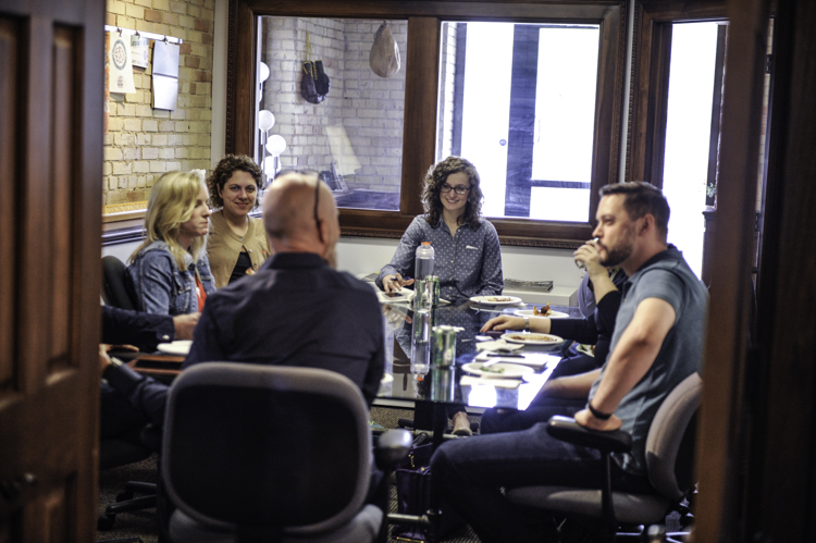 A meeting at Left Right Boom.