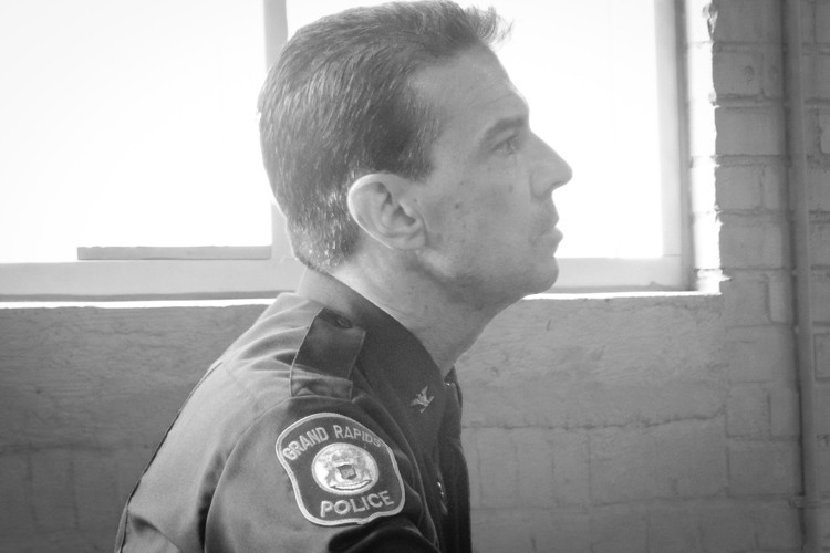 Police Chief David Rahinsky at the Linc Up meeting.