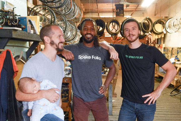 The Spoke Folks' Jay Niewiek and his baby, Amari, Martel Posey and Alan Lipscomb