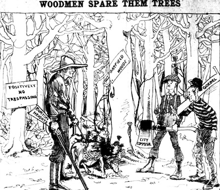 Cartoon by Gert Van Houten depicting the conflict between the residents of the Garfield Park Neighborhood and the City Commission | Front page of The Grand Rapids Chronicle, January 11, 1923