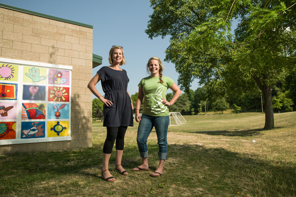 Tracey Flower, left, executive director of Friends of Grand Rapids Parks, and Margaret Studer, right, grant coordinator. 