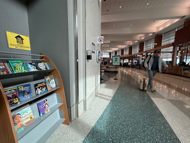 If you’re traveling through the Gerald R. Ford International Airport, you might stumble upon a bookshelf that could calm your preflight jitters.