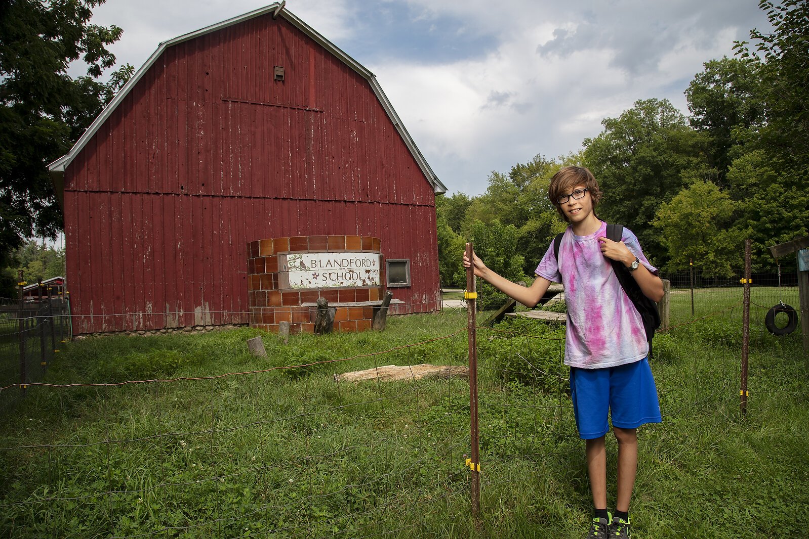 John Lehnert checking out Blandford's campus and gearing up for school to start.