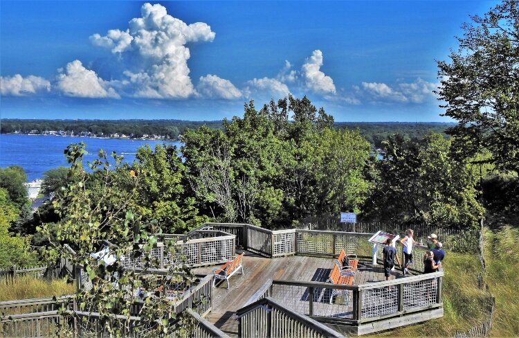From the top of Mount Pisgah, you can look out over Lake Macatawa and Lake Michigan. (Photo by Mike Lozon)