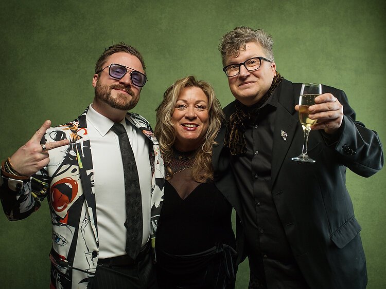 From left, Bradley Heartwell owner of North Town Real Estate and Kerri Heartwell owner of Bradley Salon with Tommy Allen of Rapid Growth Media.