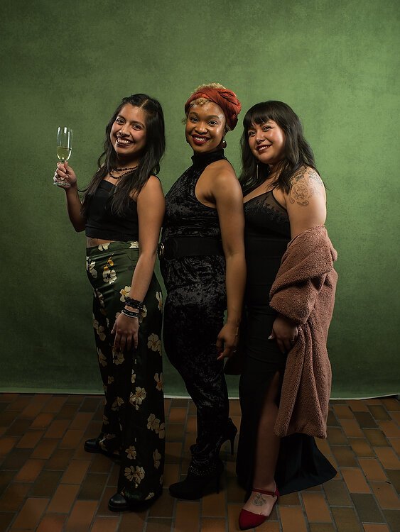 From left, Sofía Ramírez Hernández of Sofía Draws Every Day and Cook Library Center of Grandville Avenue Arts & Humanities, Shé Mohan of Outdoor Afro - GR and Esmeralda Garcia of Cook Library Center of Grandville Avenue Arts & Humanities.