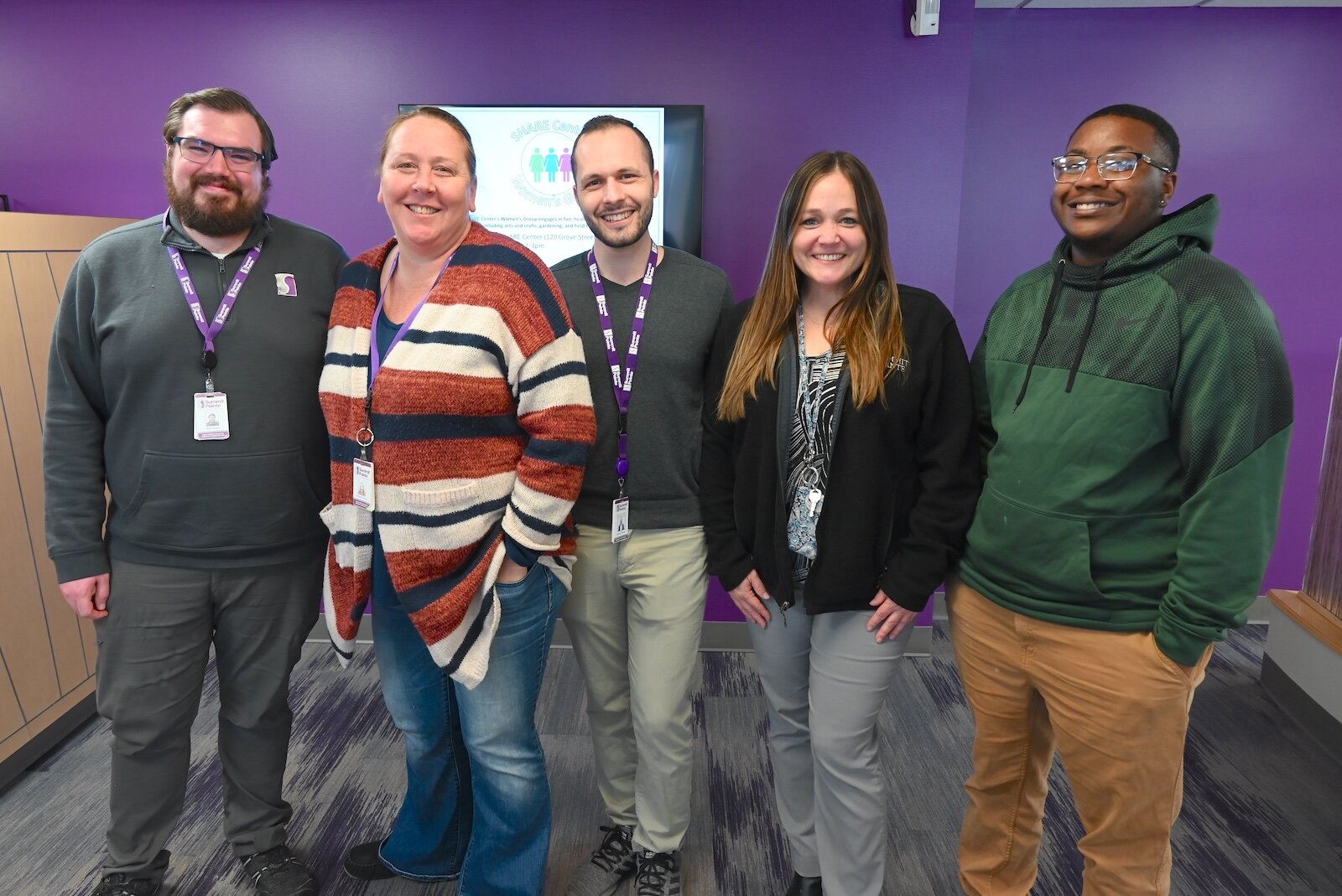 Summit Pointe Youth Services staff, from left, Matt Jones, Beth Decker, Sam Stover, Melissa DeDie, a