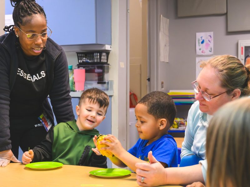 Head Start students at St. John's Universal Church of Christ in Jackson learn about cucumbers and dragonfruit in a lesson on mindful eating.
