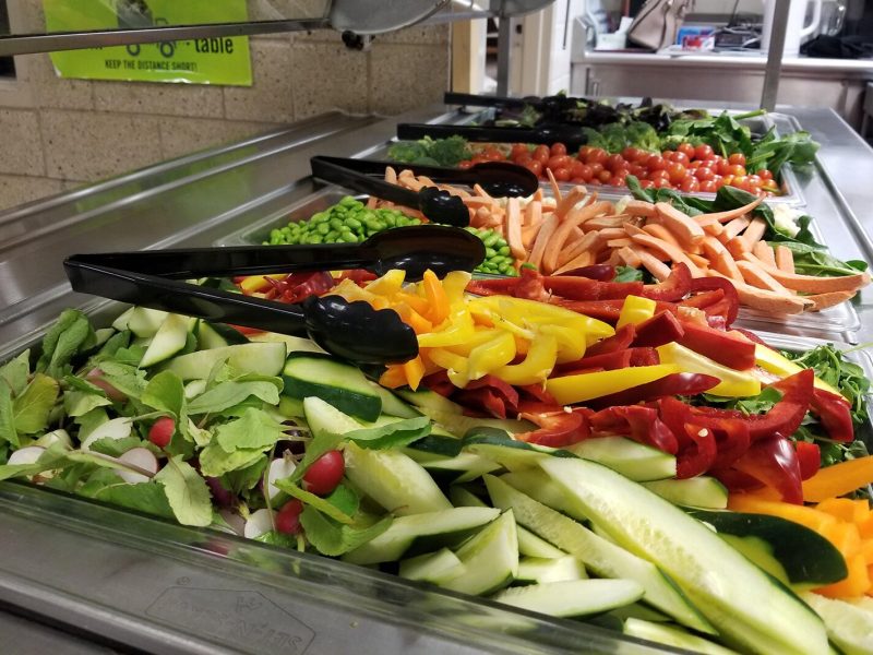 A salad bar in the cafeteria at 10 Cents a Meal grantee Boyne Falls Public School.